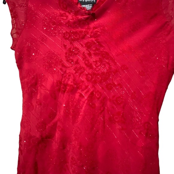 Girls’ Red Sparkly Dress Cap Sleeve Handkerchief Hem Tie Waist Festive Size 12 - Picture 5 of 10
